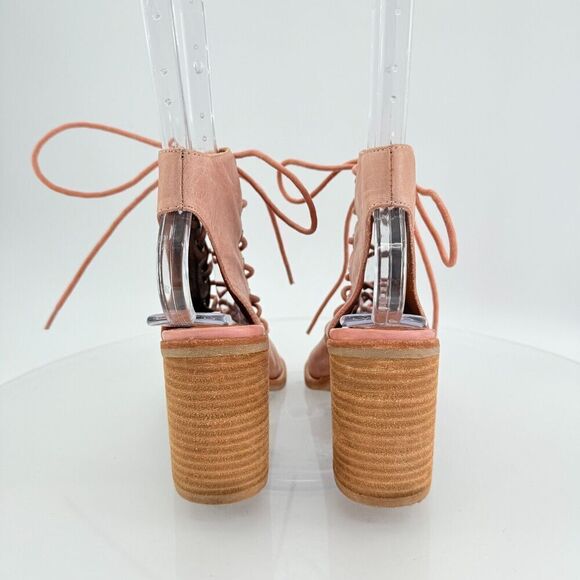 Jeffrey Campbell X Free People Gladiator Sandal Pink Leather Lace Up Boho Sz 6.5 - Picture 6 of 14